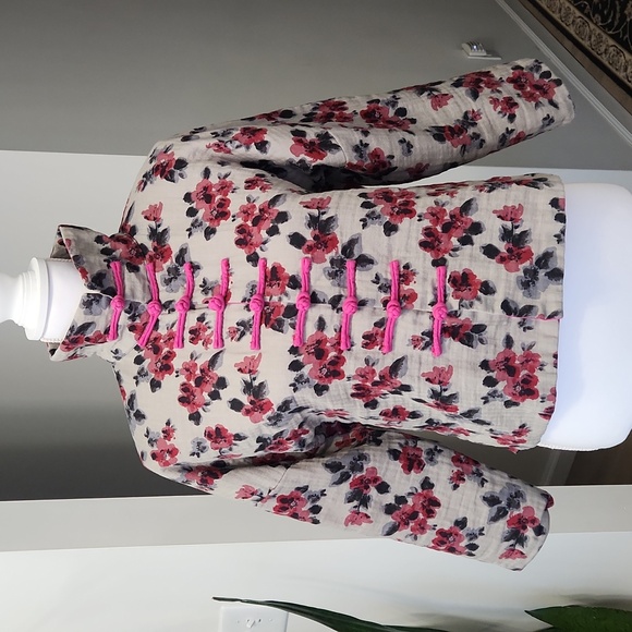 Tian Lai Ya Xiu Jackets & Blazers - Vintage Chinese Frog Button Jacket Mandarin Collar Floral Blouse Tang Top XL